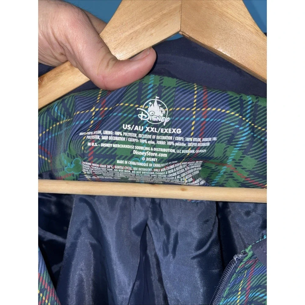Disney‎ Store Full Zip Golf Jacket Size XXL Pluto Mickey Green Plaid Disney Golf